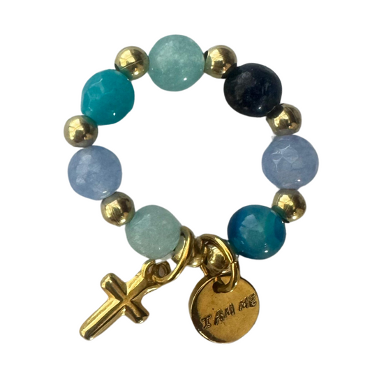 Anello Giada - Azzurro e Blu (Oro)